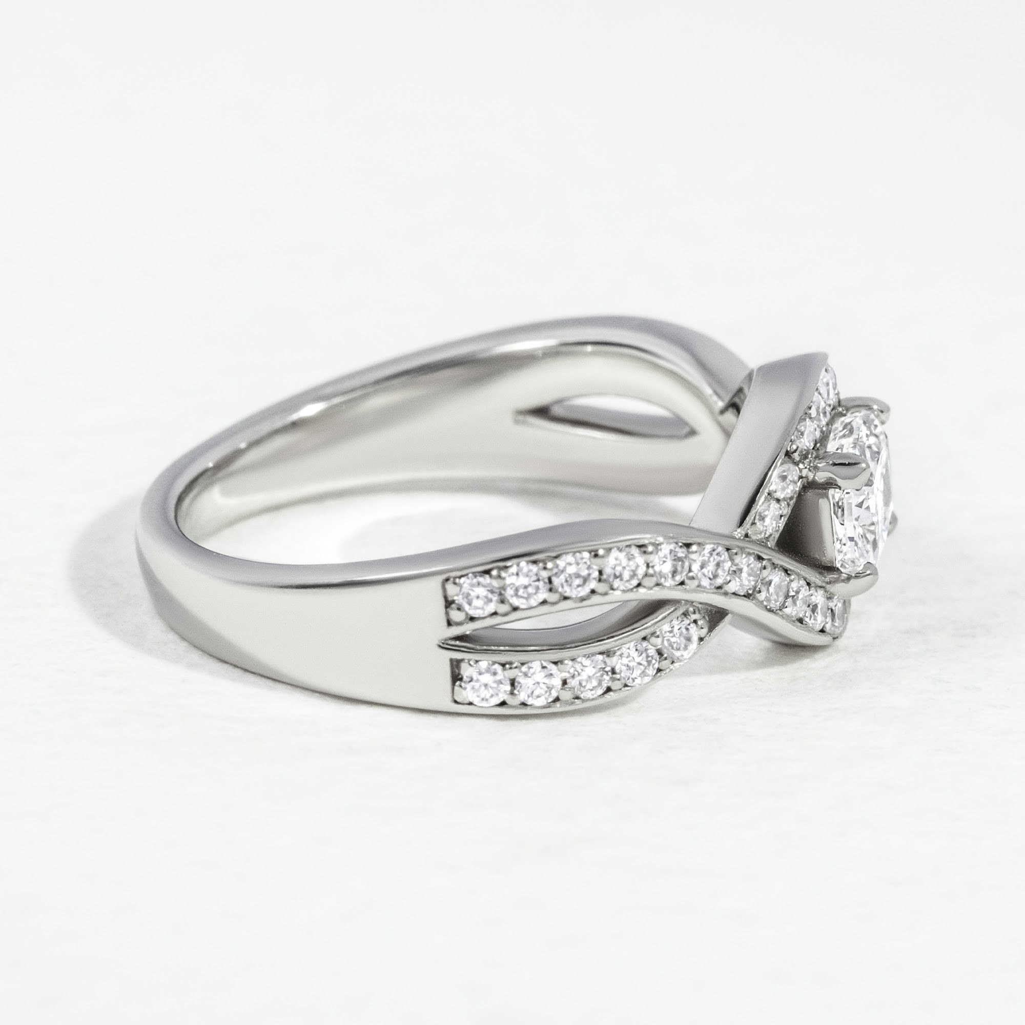 Cushion Platinum Entwined Halo Diamond Engagement Ring 0.51ct