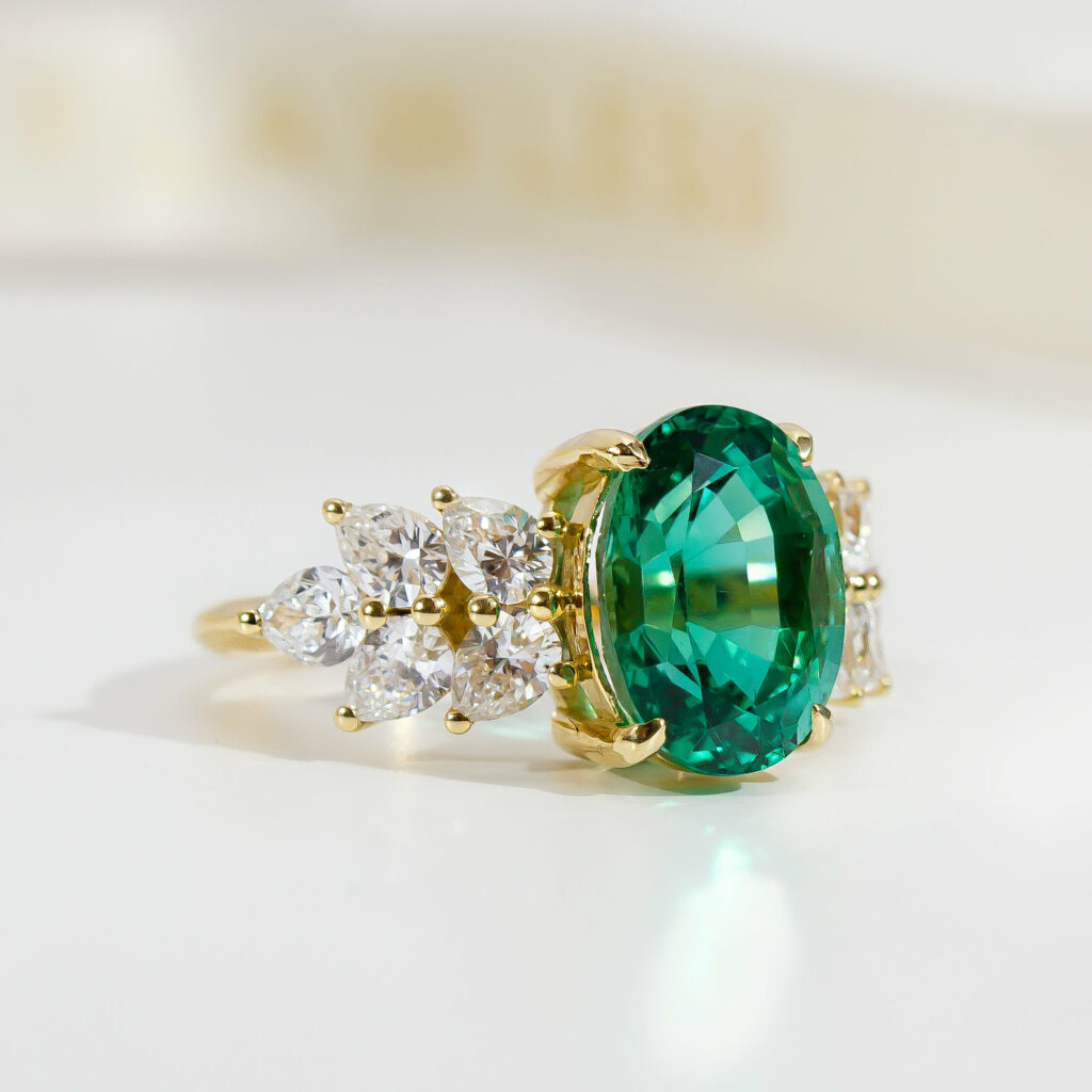 Zambian Oval Emerald Cluster Gold 4.3ct