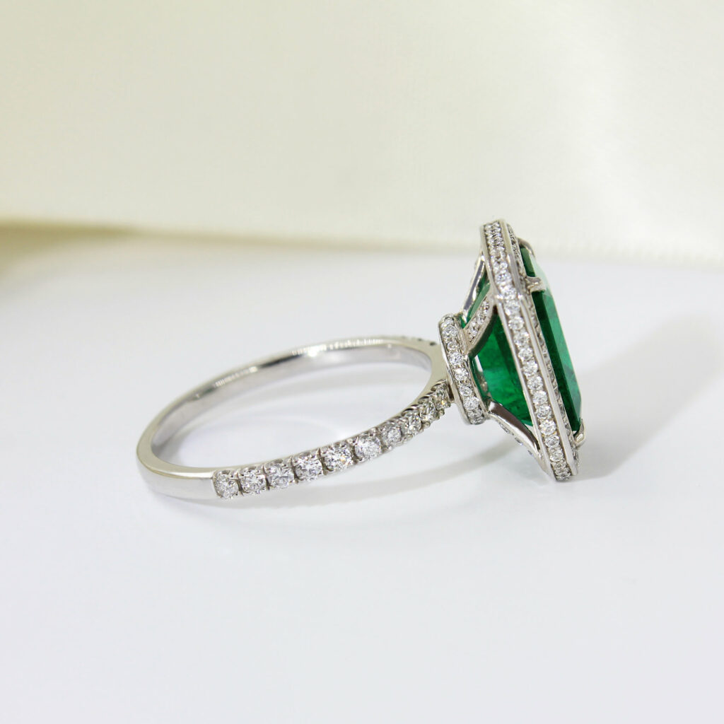 Zambian Emerald Hidden Halo Engagement Ring- 2.00ct