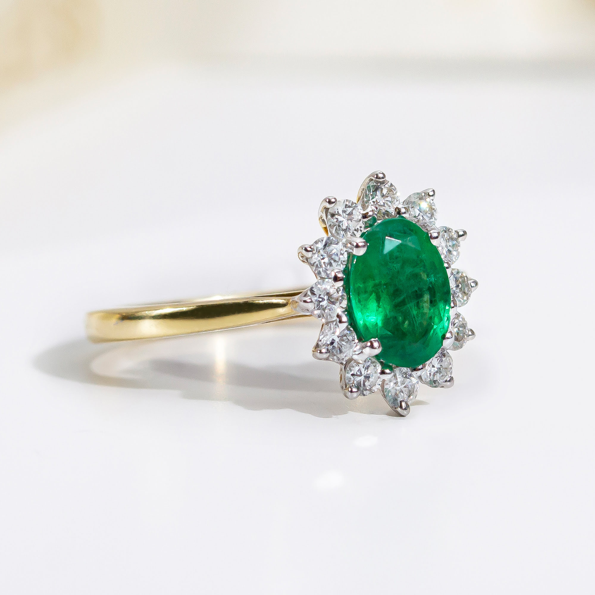 Oval Emerald Cluster 2 Tone 0.65ct