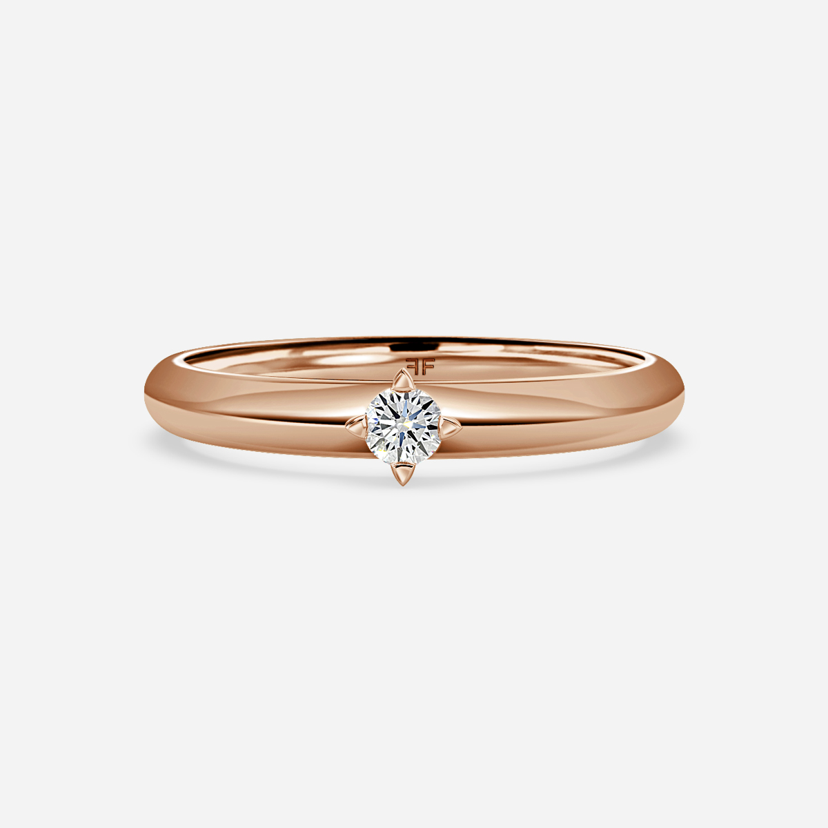 Single Diamond Wedding Ring In Rose Gold