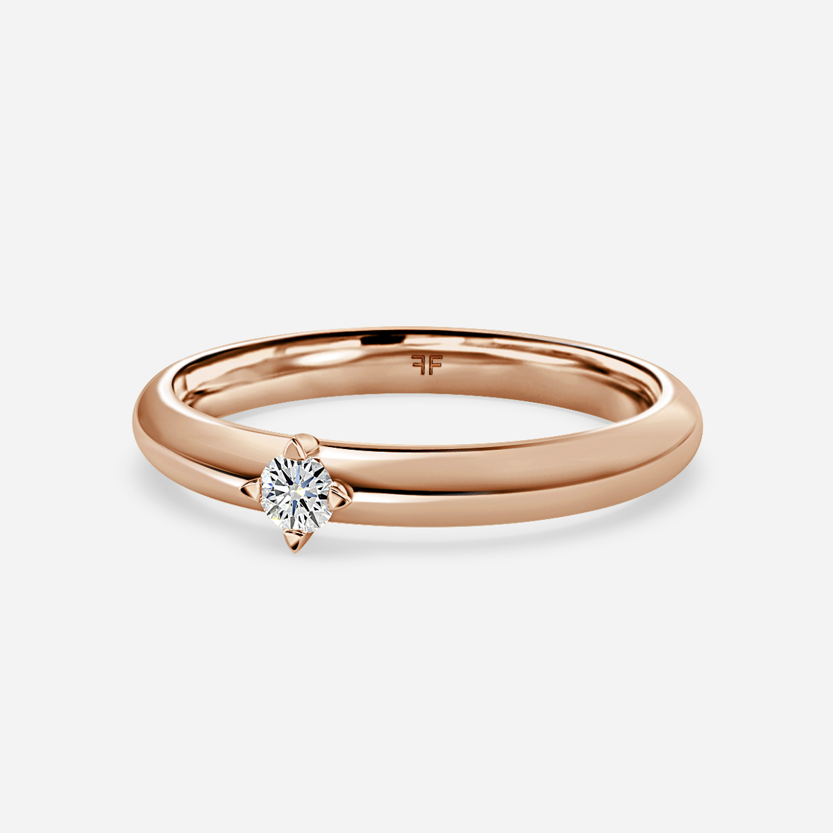 Single Diamond Wedding Ring In Rose Gold
