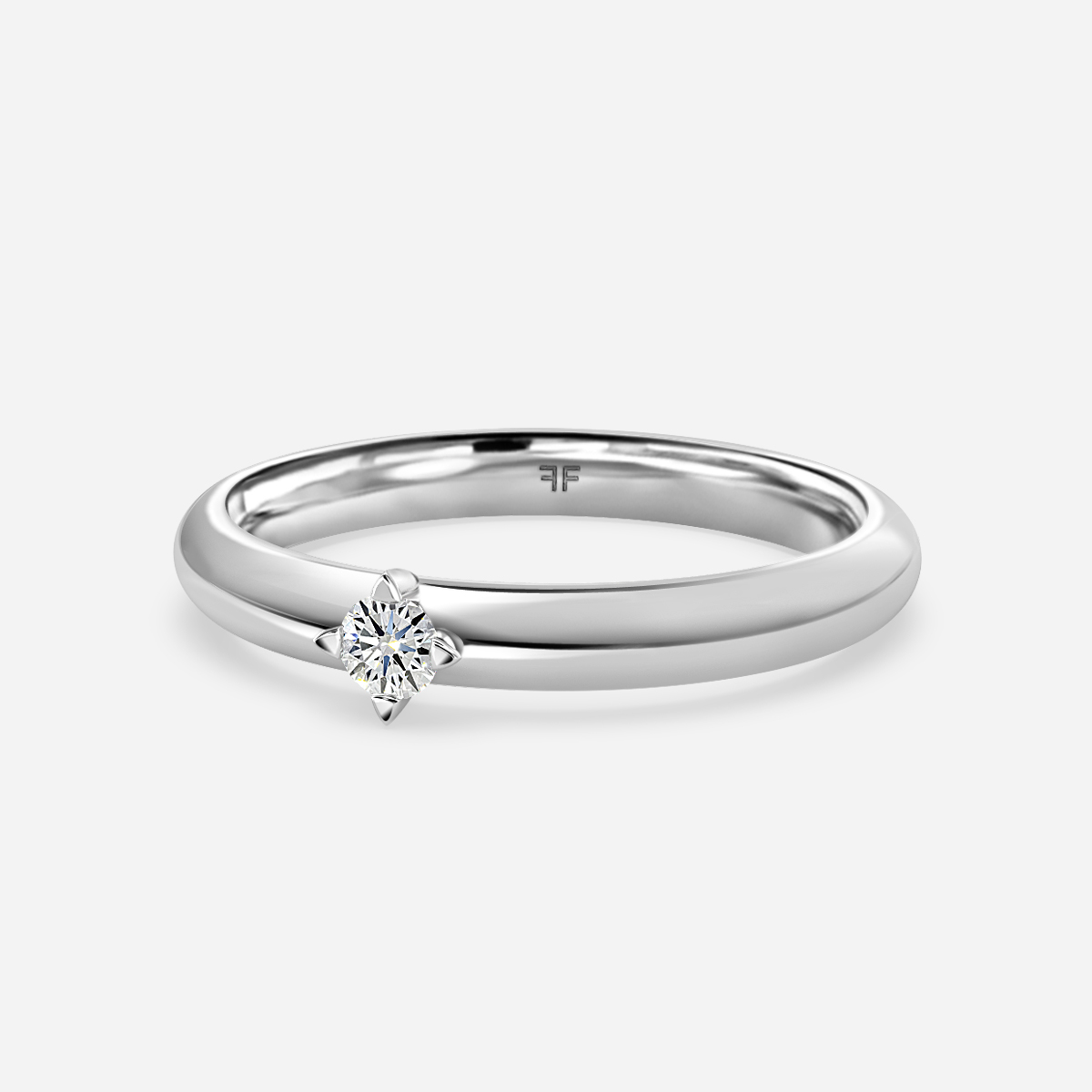 Single Diamond Wedding Ring In Platinum