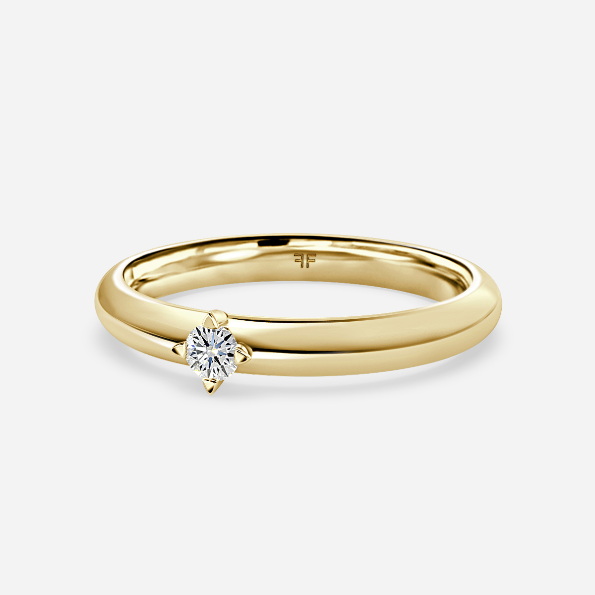 Single Diamond Wedding Ring In Yellow Gold
