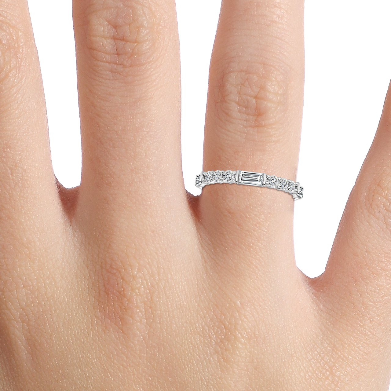 Half eternity store baguette diamond ring