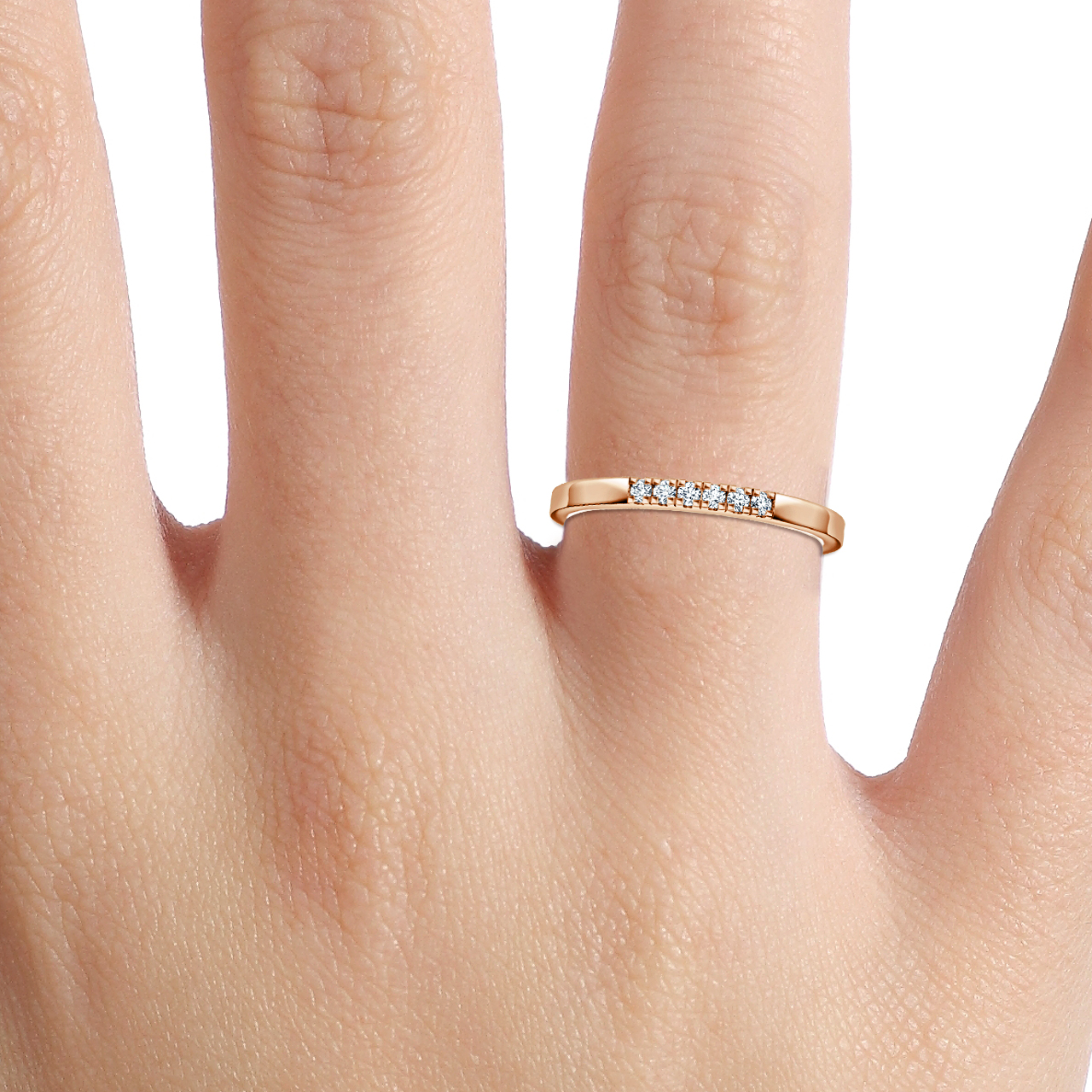 Pave Diamond Wedding Ring In Rose Gold