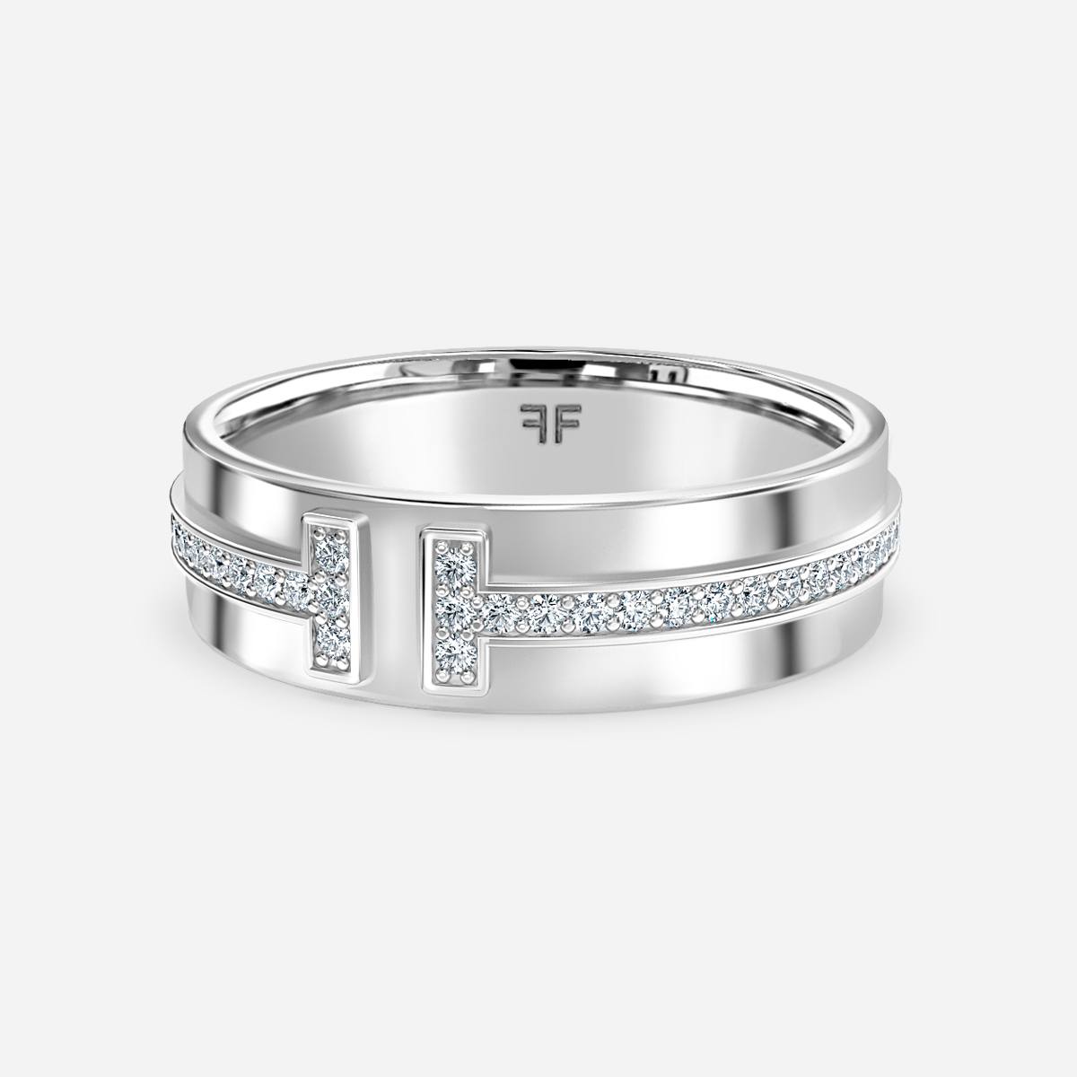 Platinum Narrow Diamond Wedding Ring