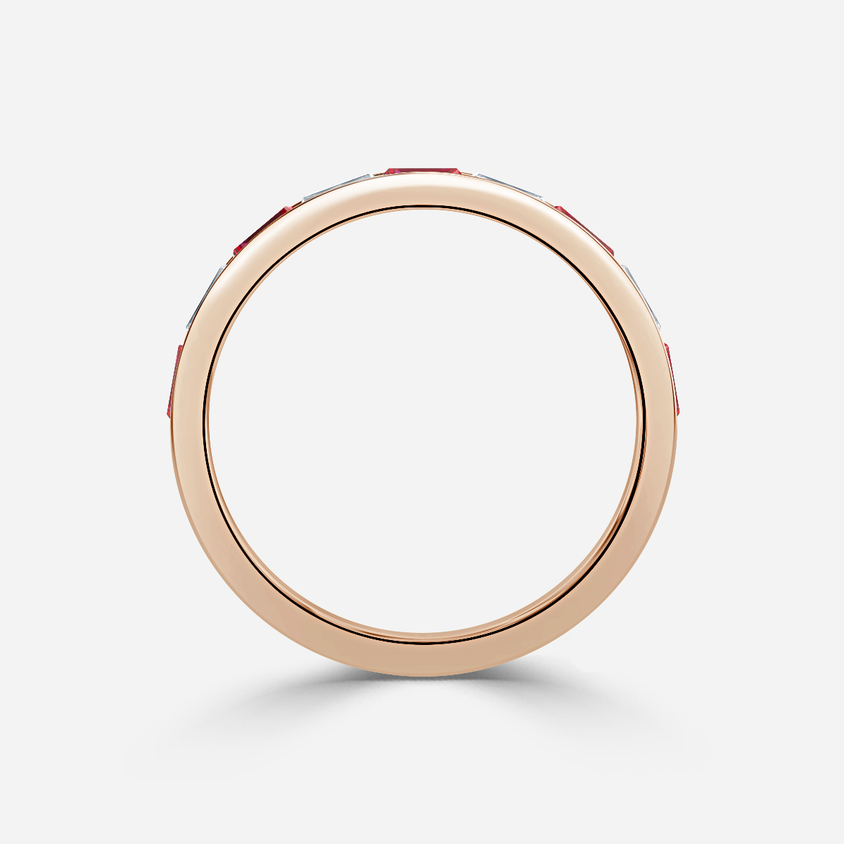 Ruby And Baguette Diamond Rose Gold Wedding Ring