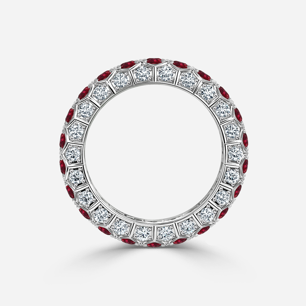 Hexa Ruby and Diamond Eternity Ring In Platinum