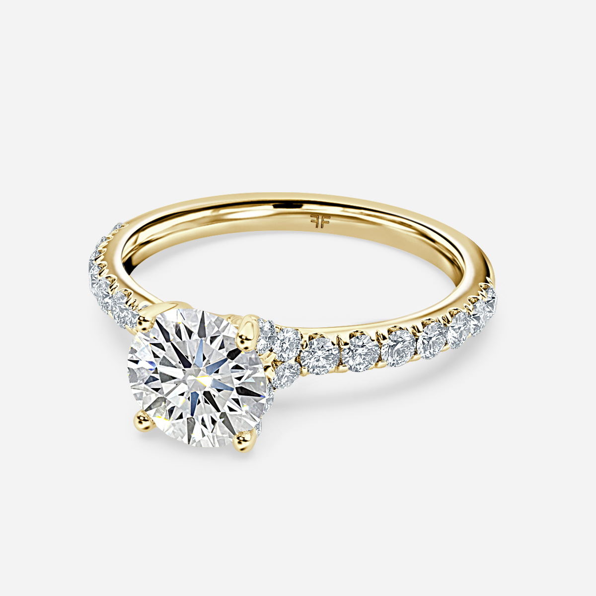 Firework Pave Yellow Gold Engagement Ring