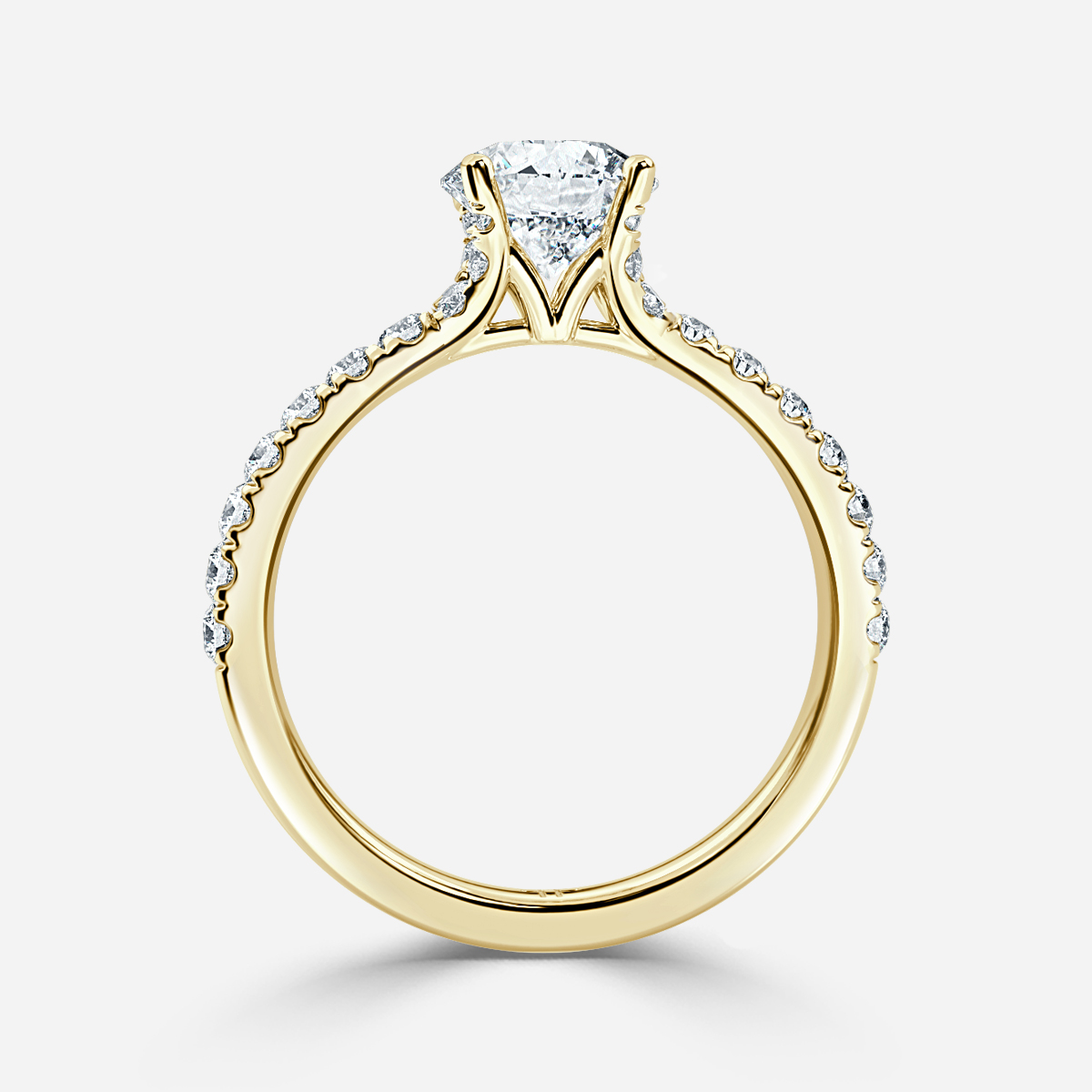 Firework Pave Yellow Gold Engagement Ring