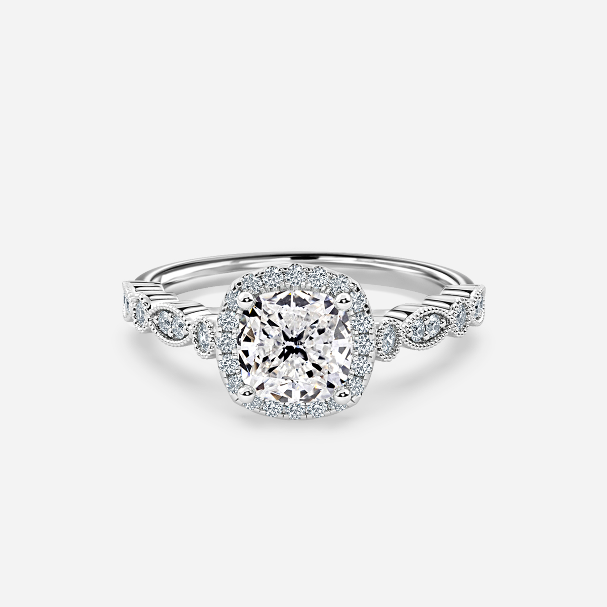 Amber Platinum Vintage Engagement Ring
