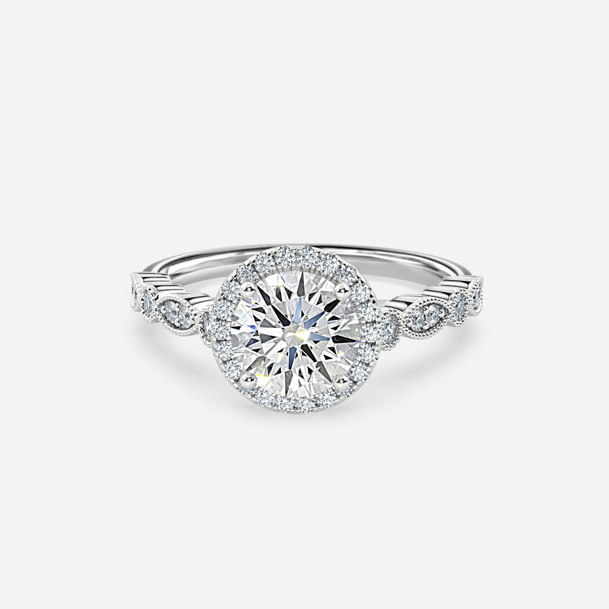 Amber White Gold Vintage Engagement Ring