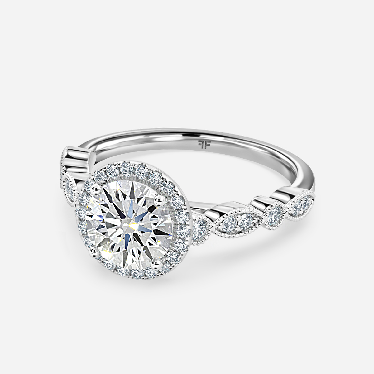 Amber Platinum Vintage Engagement Ring