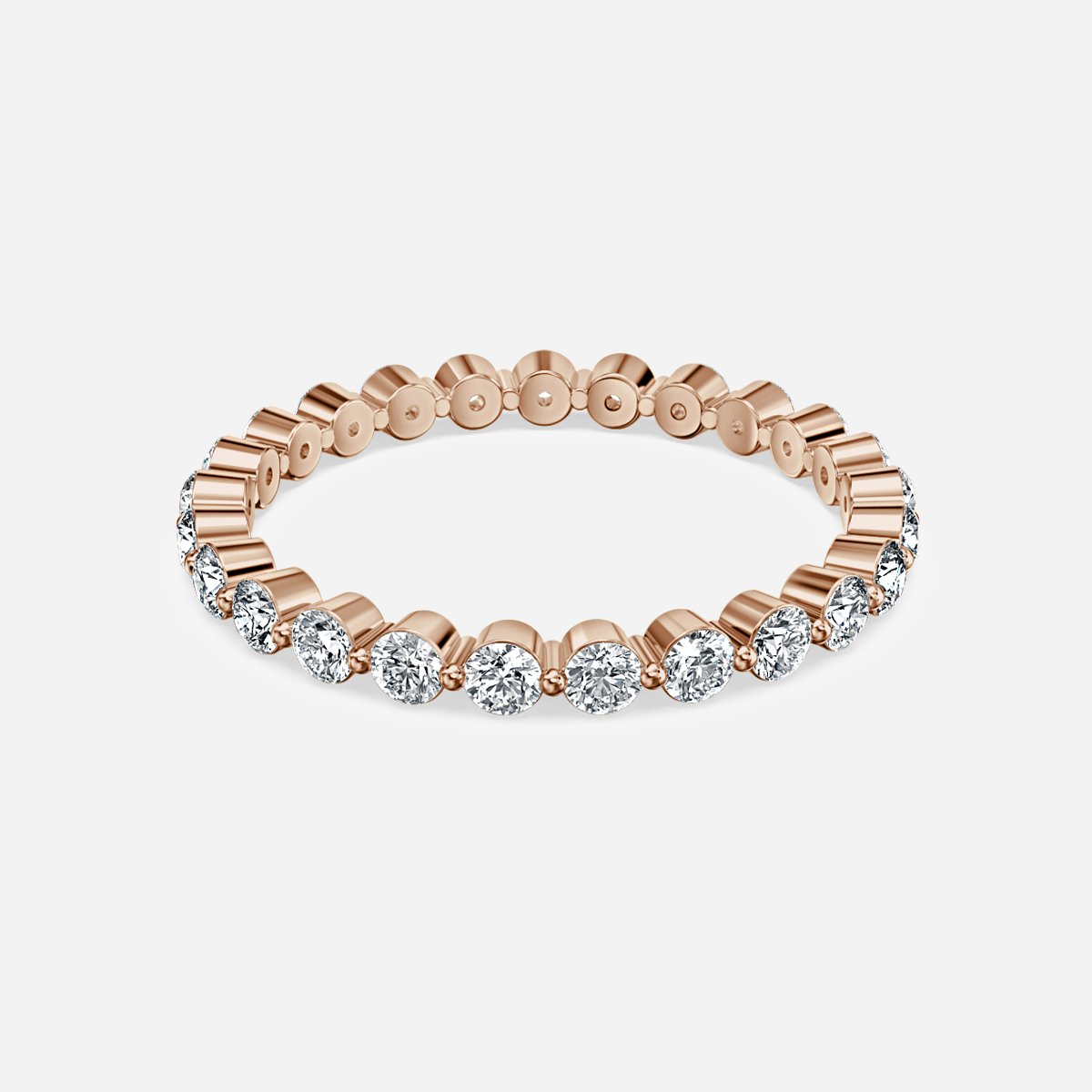 Single Shared Claw Wedding Ring In Rose Gold