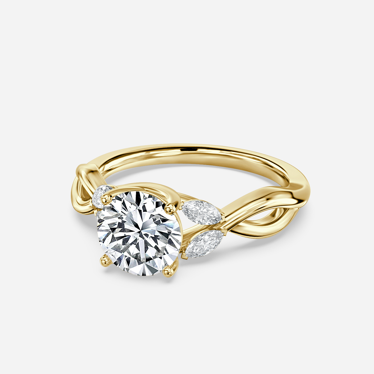 Vina Yellow Gold Twisted Unique Engagement Ring