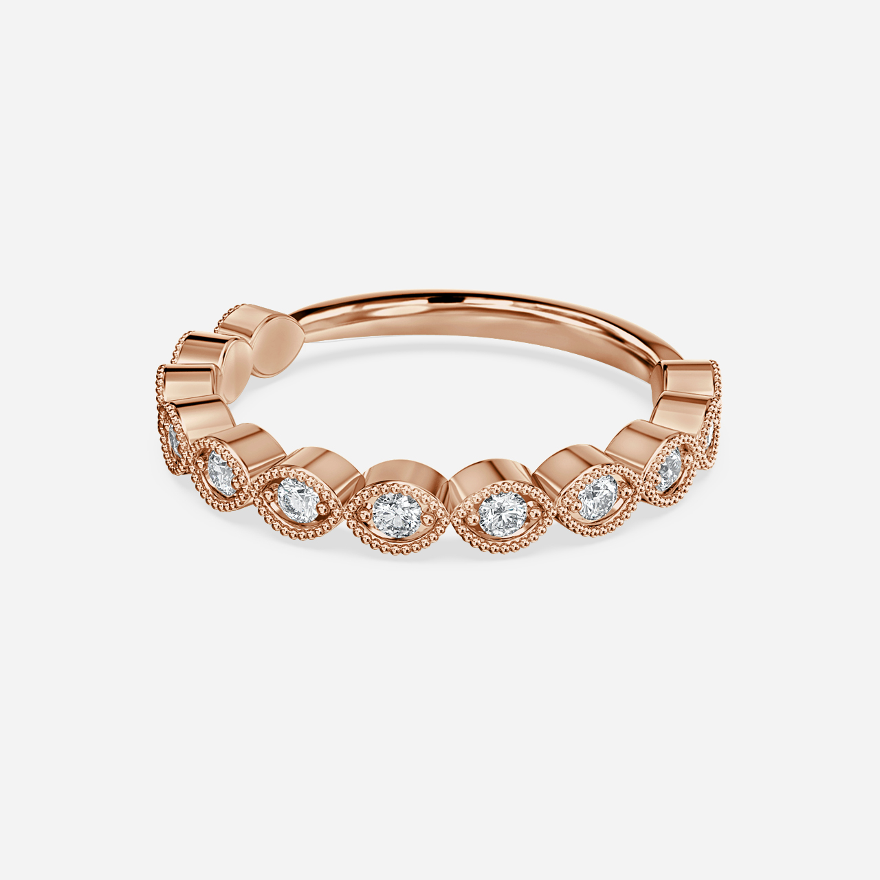 Miligrain Diamond Wedding ring In Rose Gold