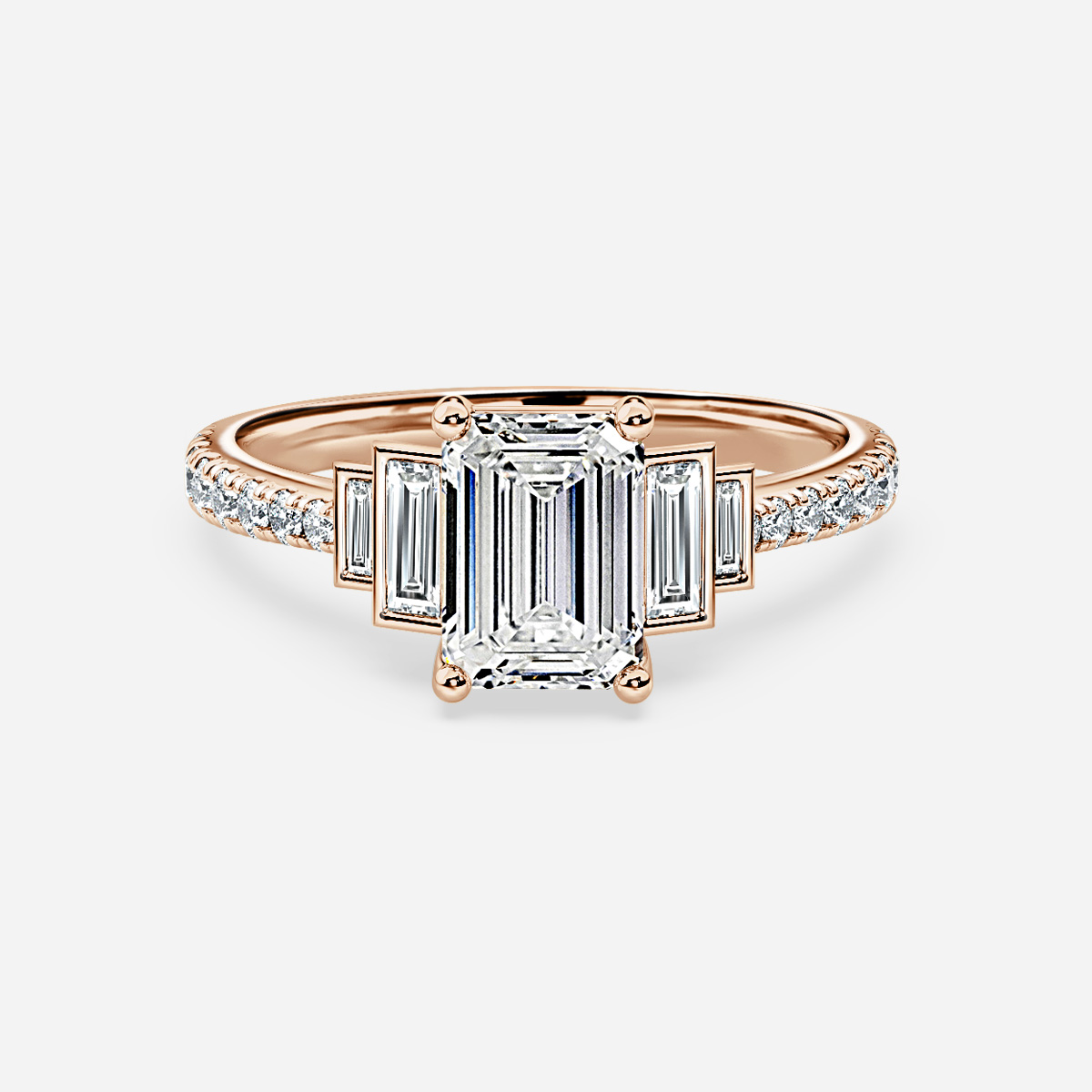 Lapilli Bezel Set Pavé Trilogy