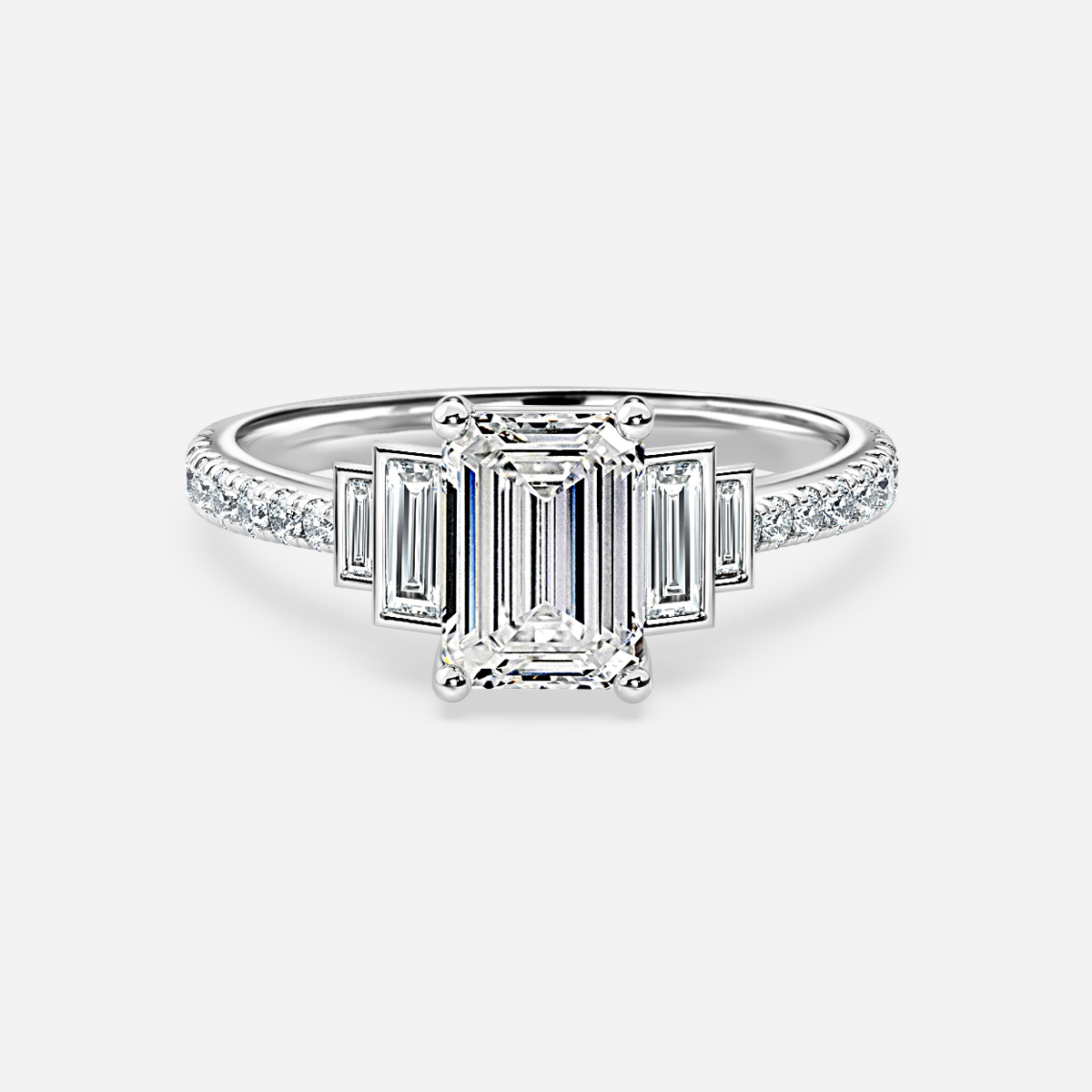 Lapilli Bezel Set Pavé Trilogy