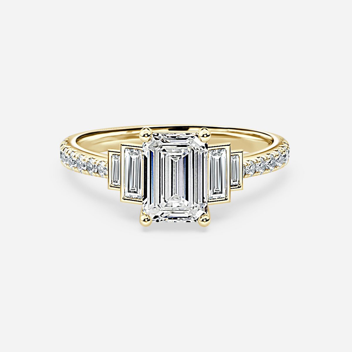 Lapilli Bezel Set Pavé Trilogy