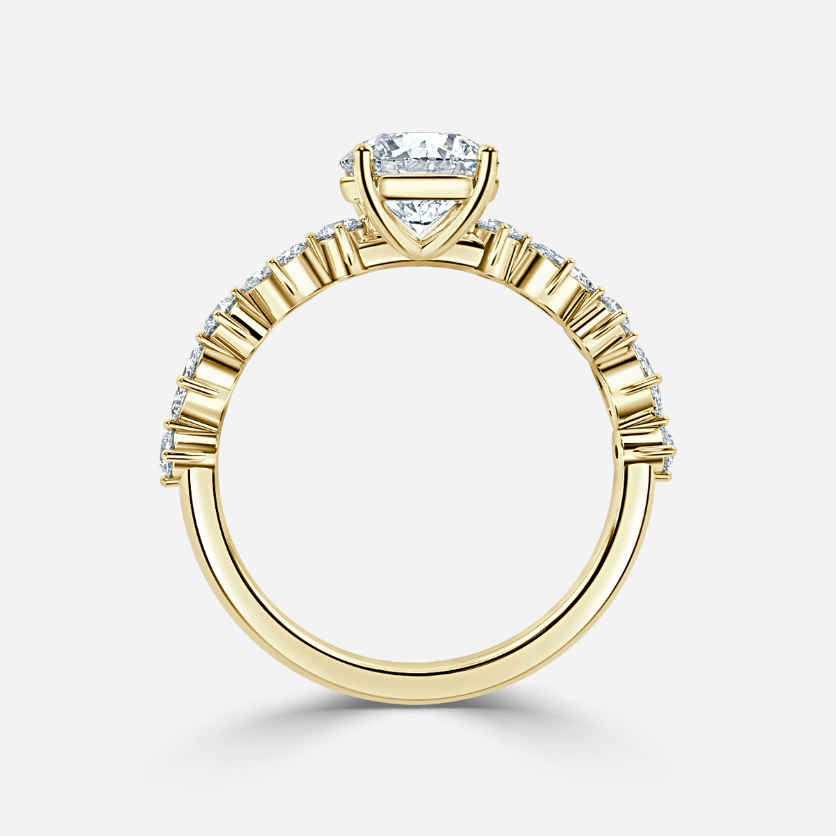 Laura Yellow Gold Marquise And Round Diamond Band Engagement Ring
