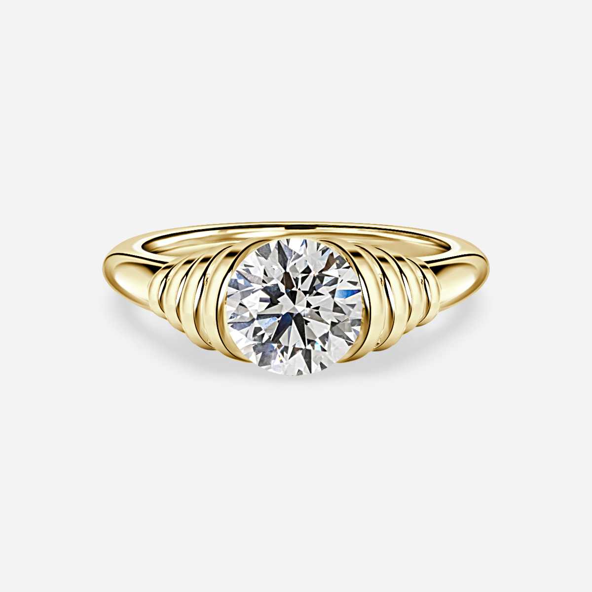 Saudade Yellow Gold Bazel Engagement Ring