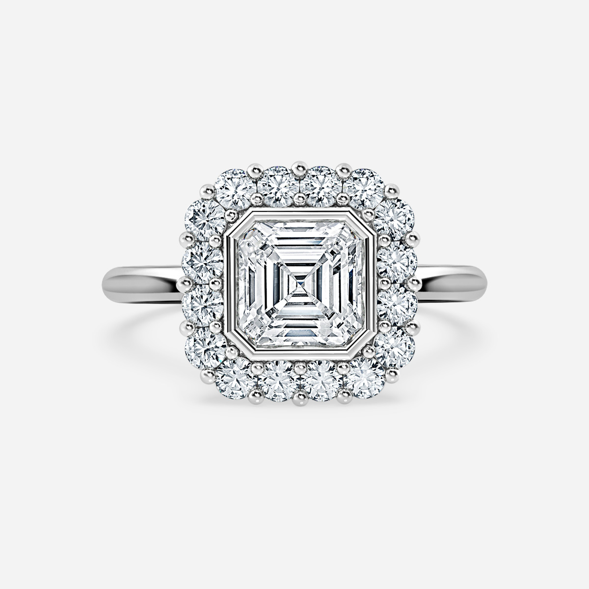 Aruna Platinum Halo Engagement Ring