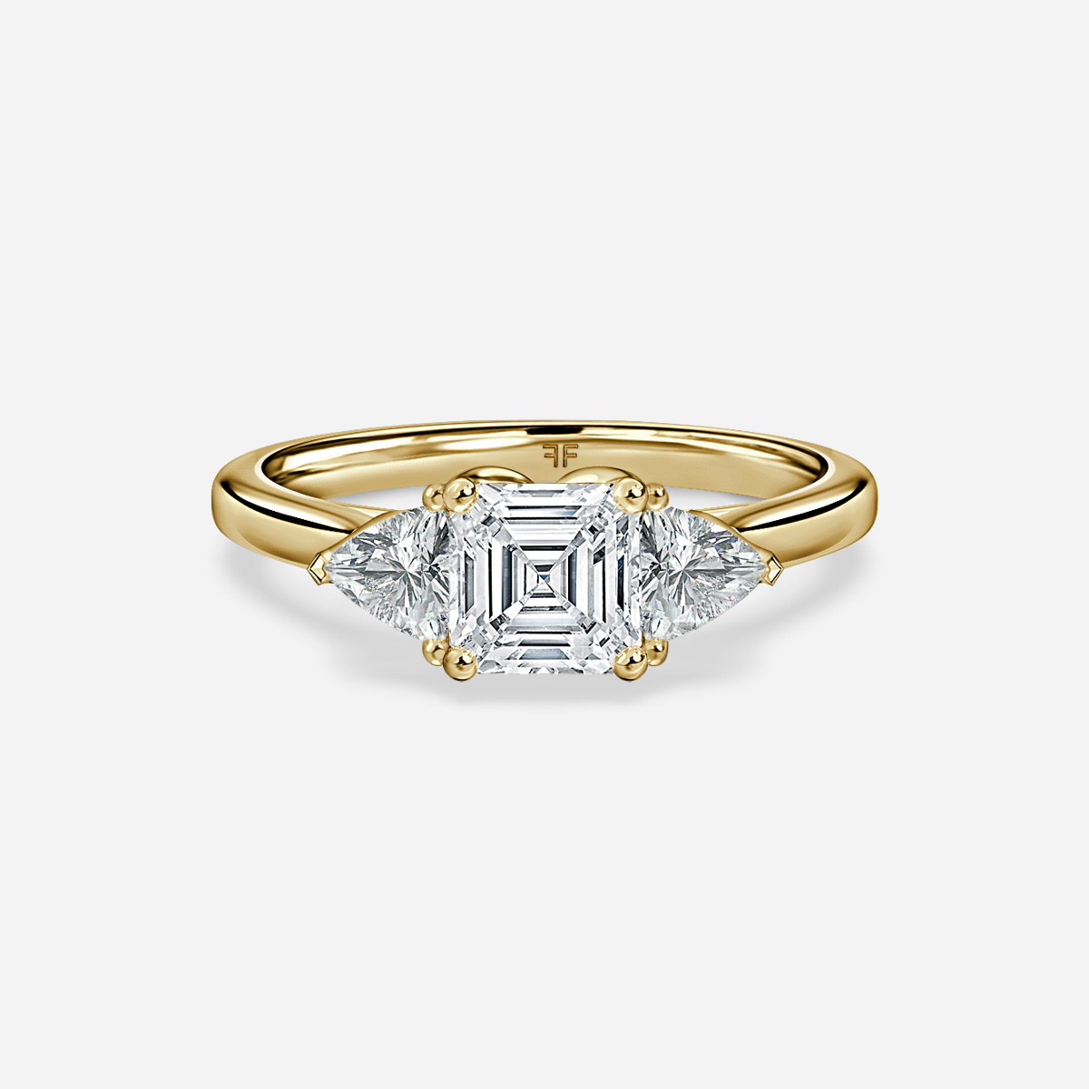 Yellow Gold Trillion Cut Diamond Flower Ring