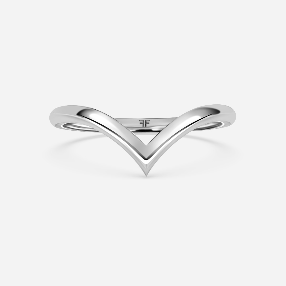 Diamond V Shaped White Gold Wedding Ring