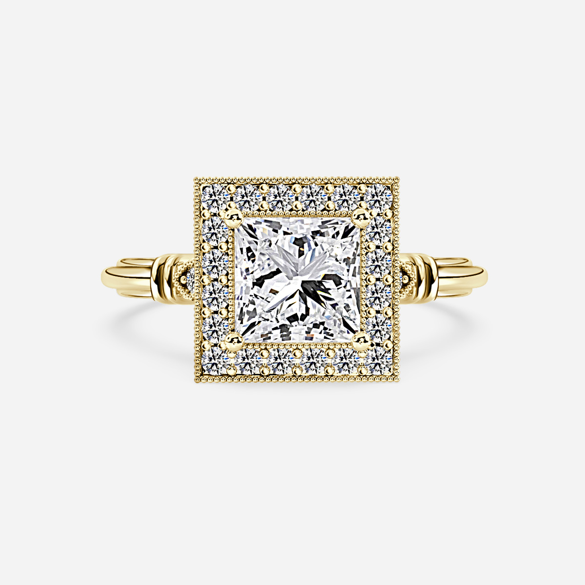 Astaire Yellow Gold Milgrain Vintage Engagement Ring
