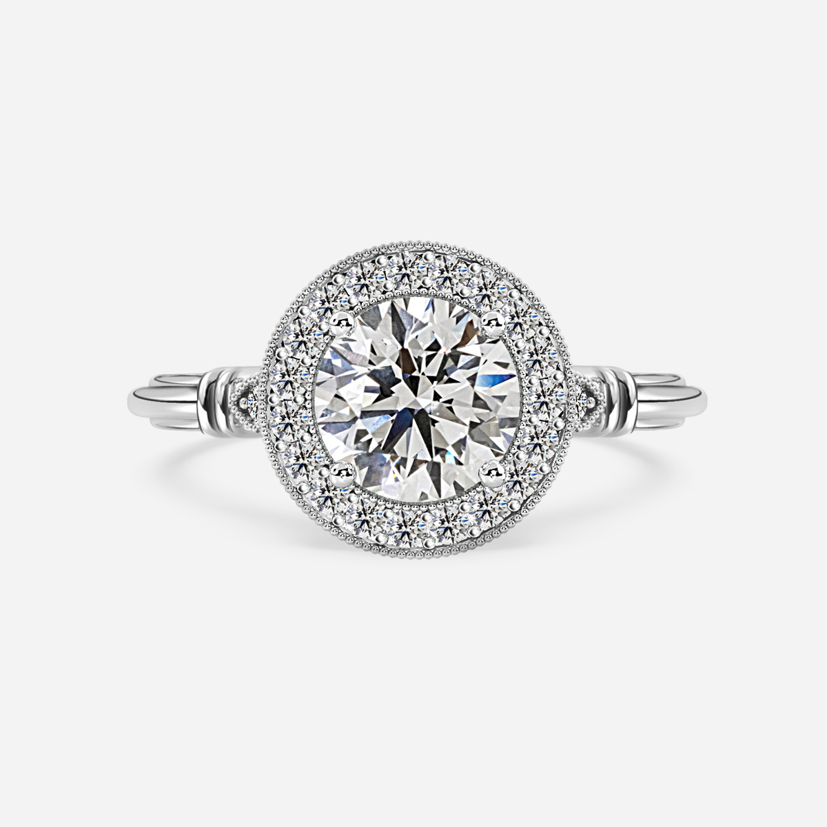 Astaire White Gold Milgrain Vintage Engagement Ring