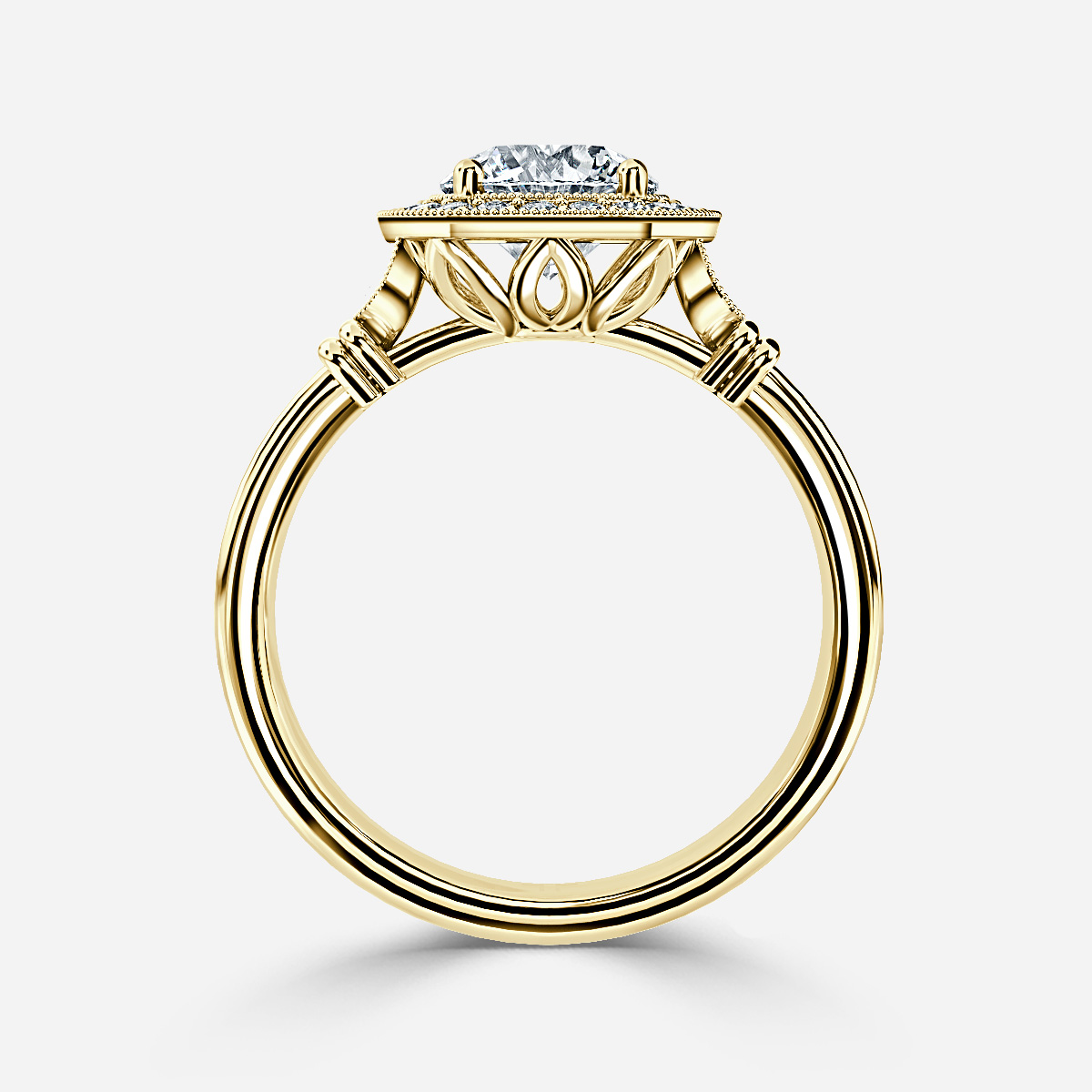 Astaire Yellow Gold Milgrain Vintage Engagement Ring