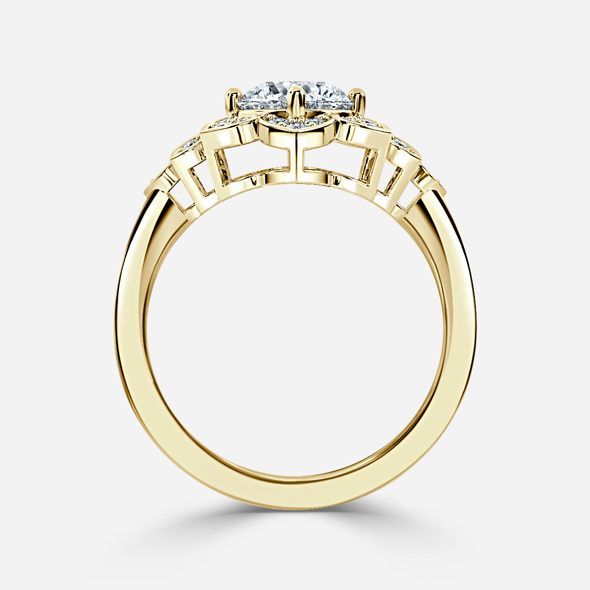 Jasmine Yellow Gold Flower Engagement Ring Flawless Fine