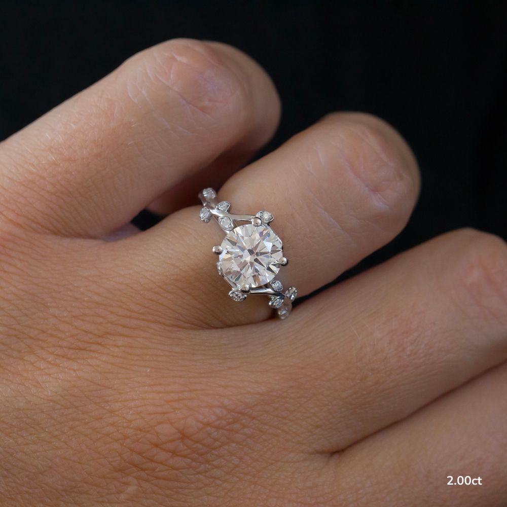 Secret Garden White Gold Flower Engagement Ring