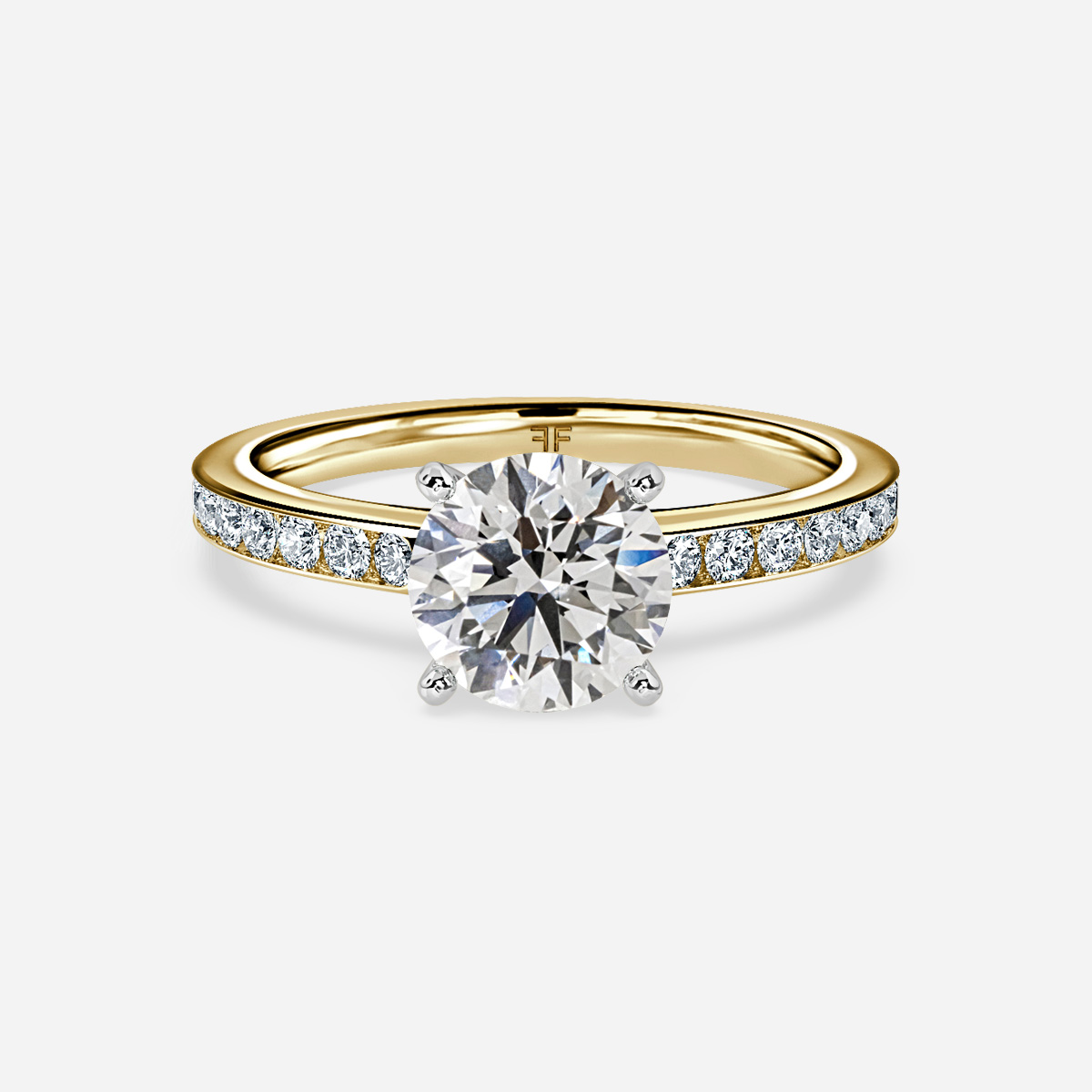 Medina Yellow Gold Two Tone Channel Set Engagement Ring