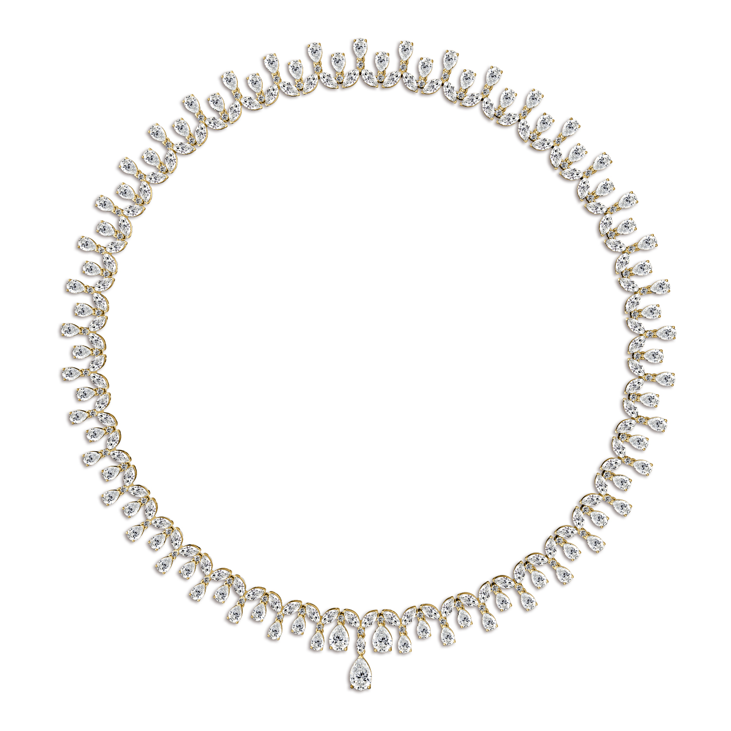 Pear Diamond Necklace In Yellow Gold Flawless Fine Jewellery London