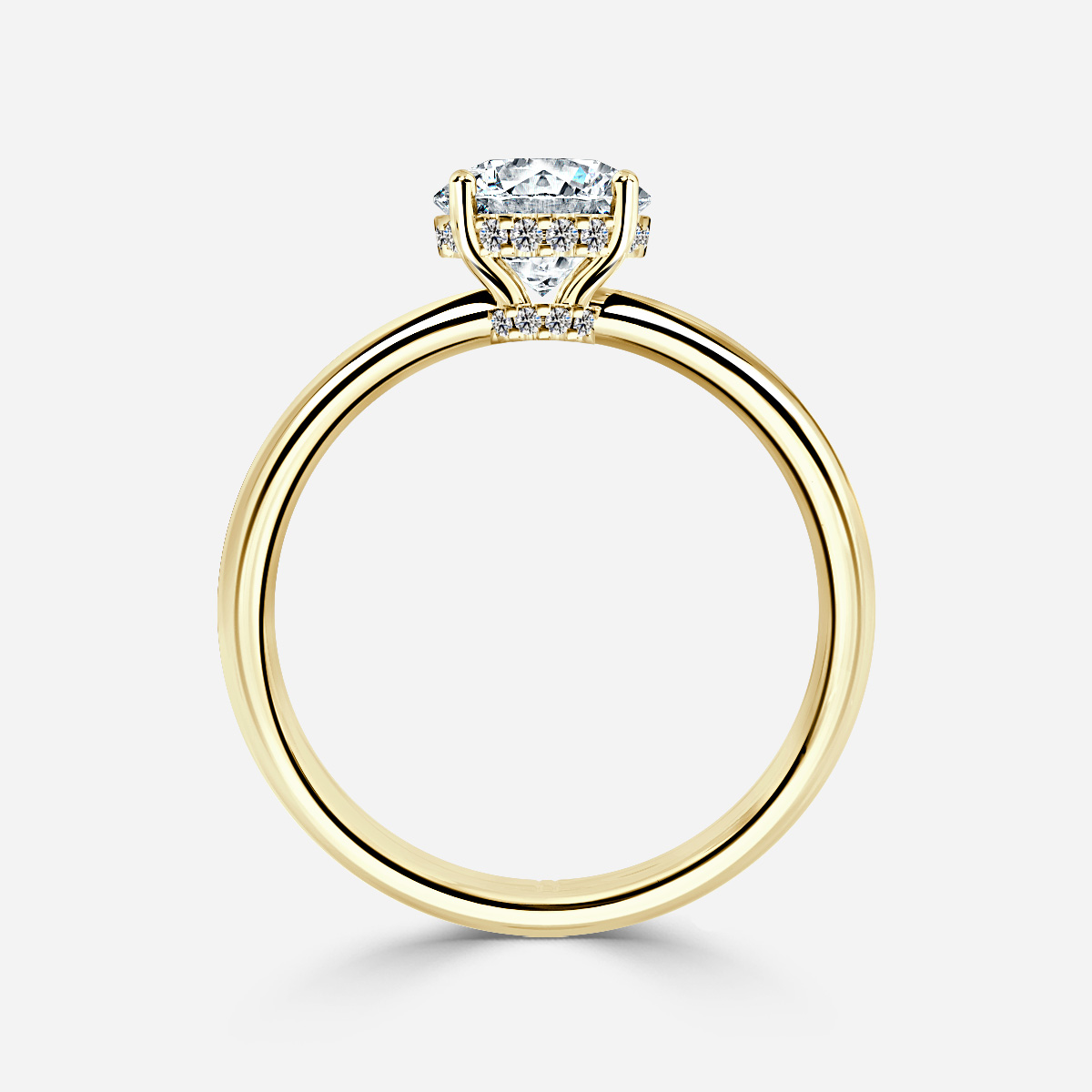 Ria Yellow Gold Hidden Halo Engagement Ring