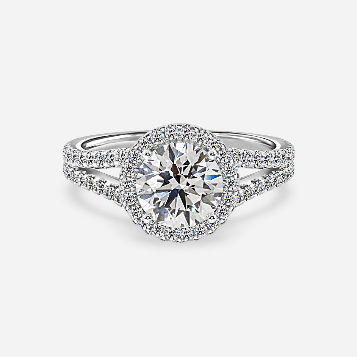 Split shank round engagement on sale rings