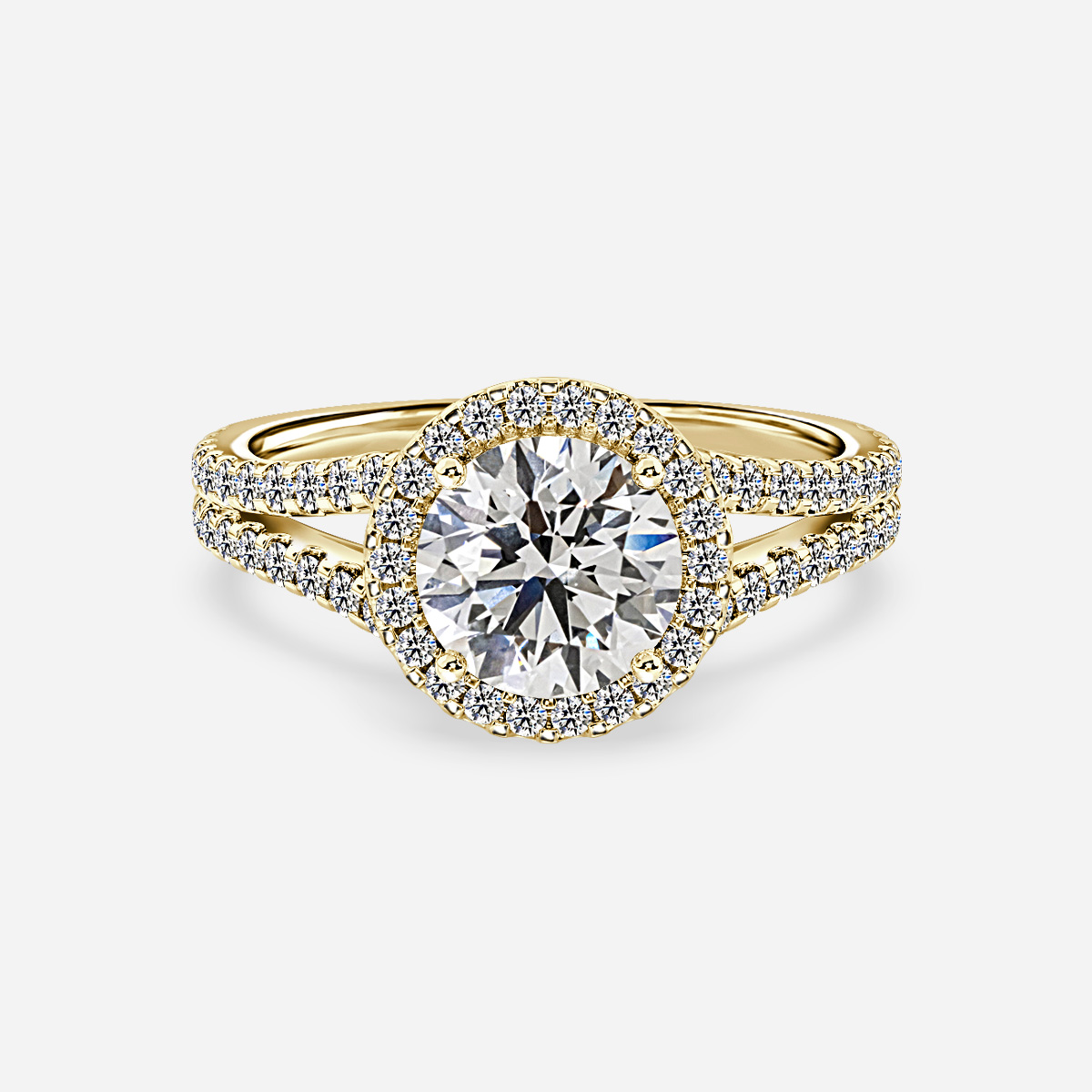 Yellow gold split shank engagement deals ring