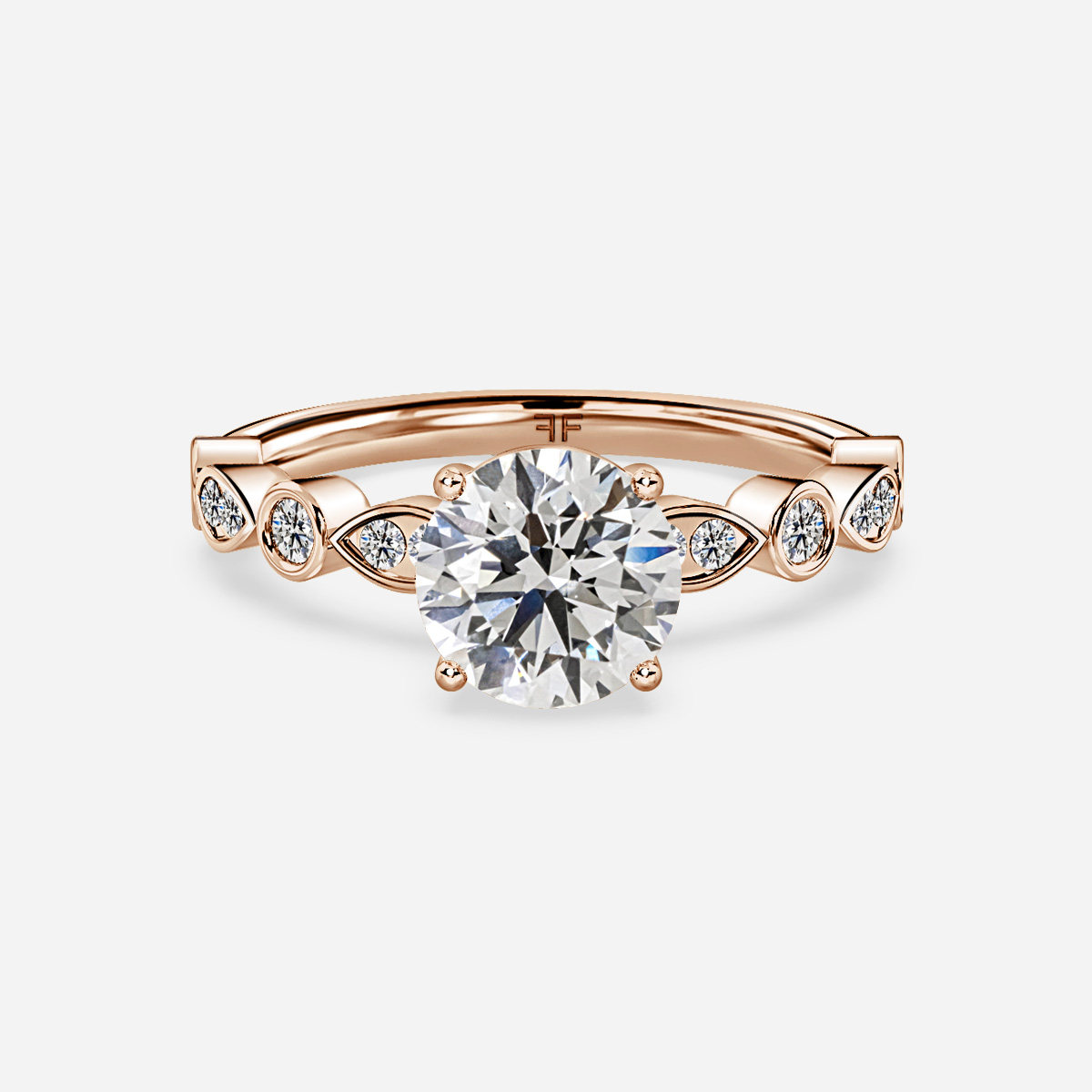 Aladria Rose Gold Bazel Set Engagement Ring