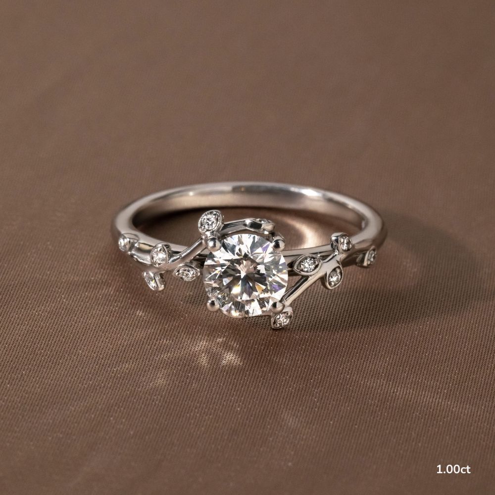 Secret Garden White Gold Flower Engagement Ring