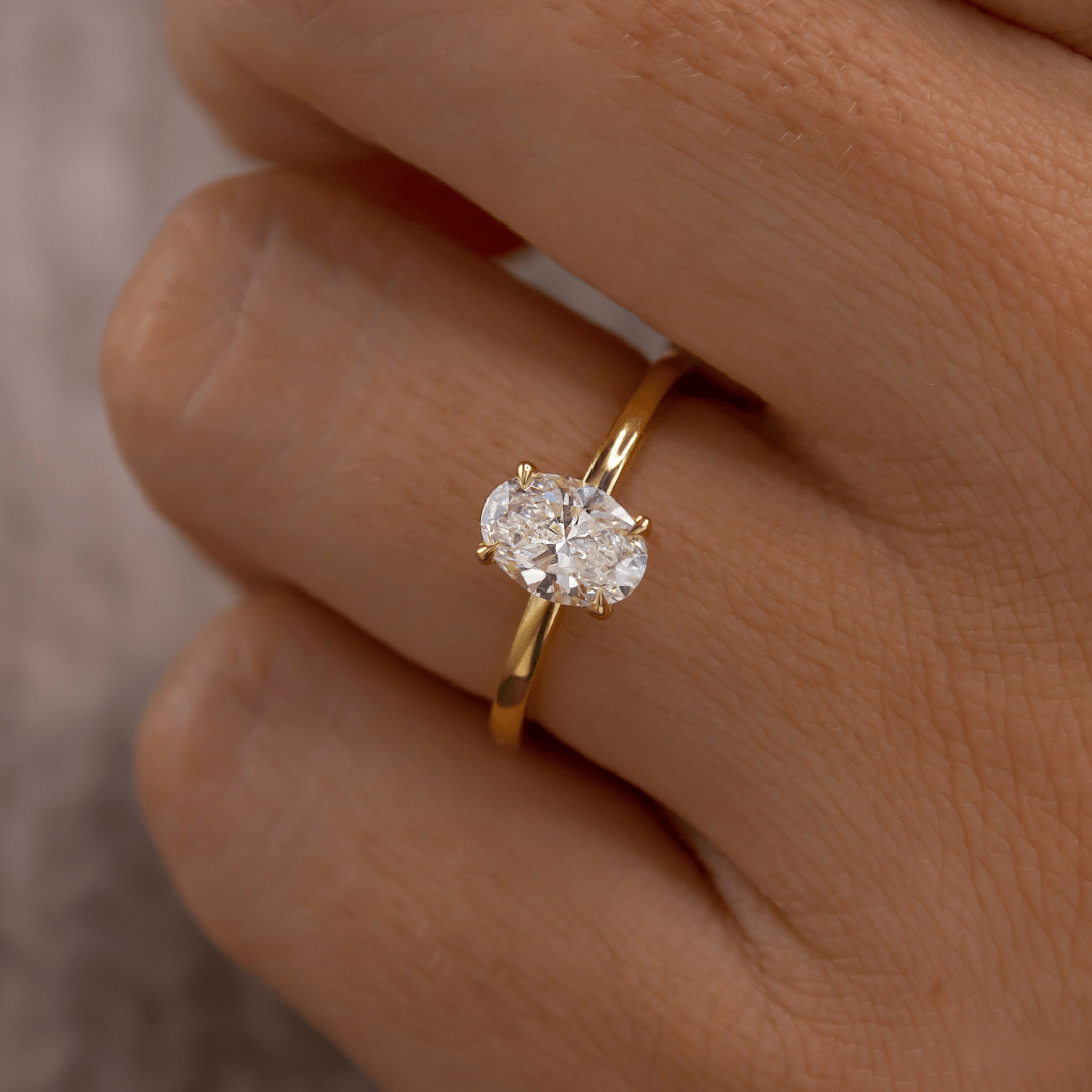 1.50ct Lab Grown Oval Yellow Gold Kate Hidden Halo Engagement Ring