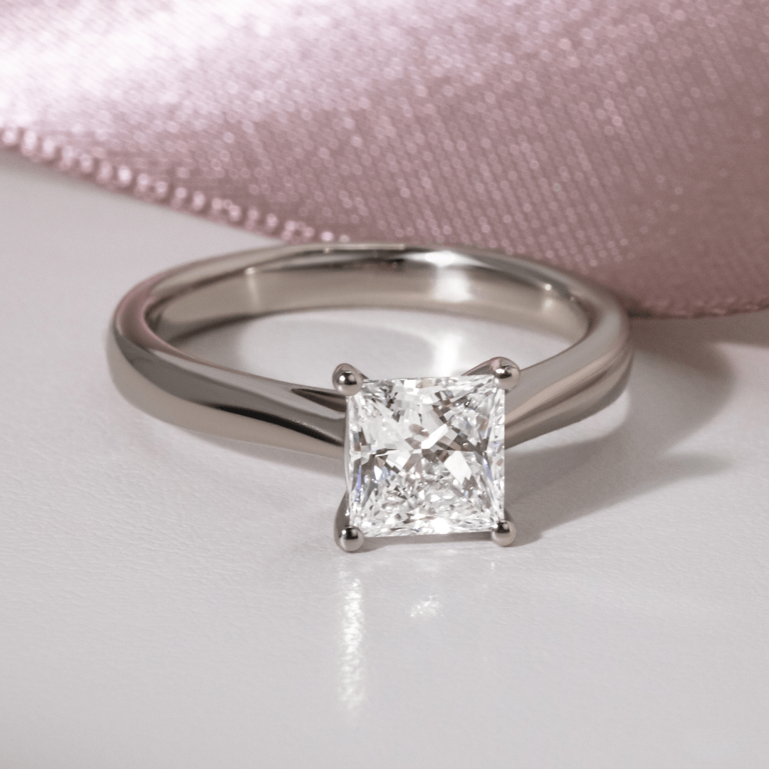 Lab Grown Princess Platinum Serena Solitaire Engagement Ring- 1.00ct