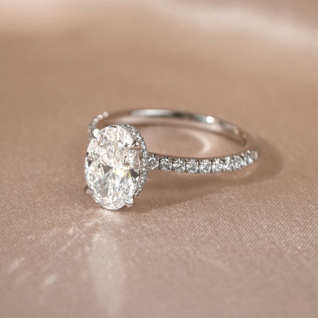 Basket halo engagement on sale ring