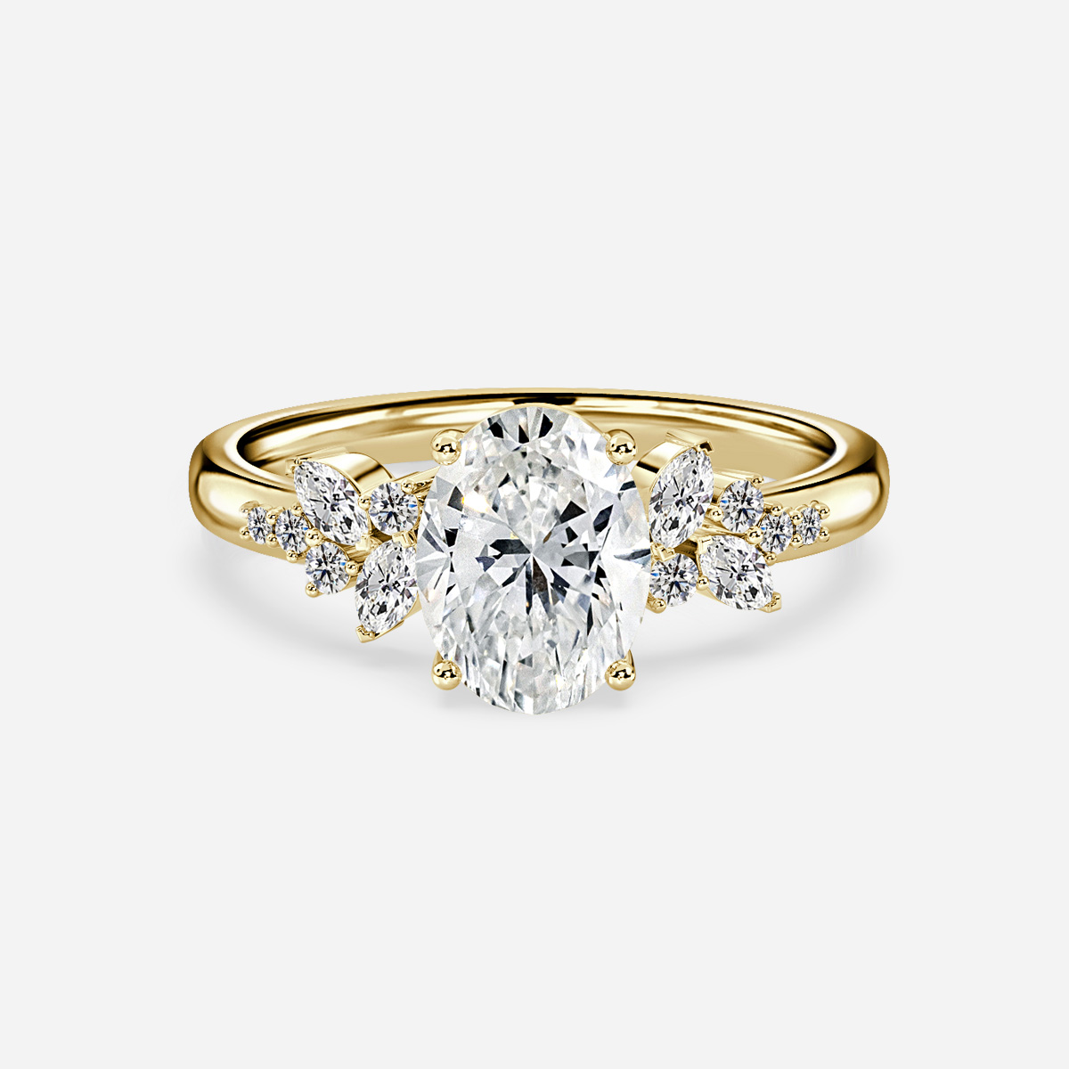 Spinx Yellow Gold Flower Engagement Ring