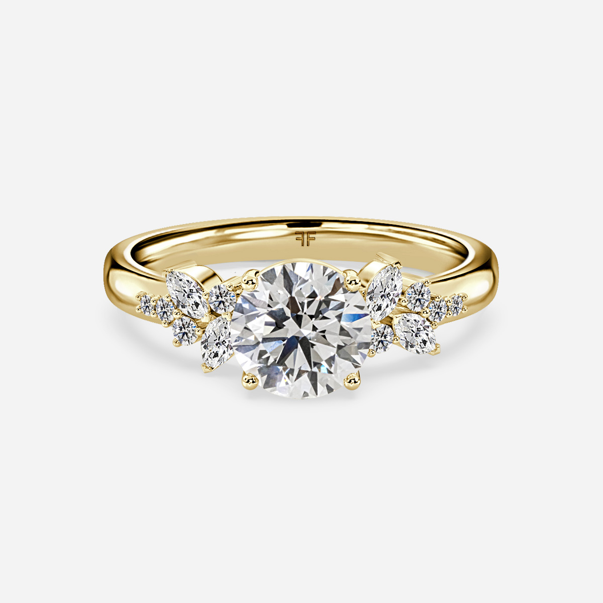 Spinx Yellow Gold Flower Engagement Ring