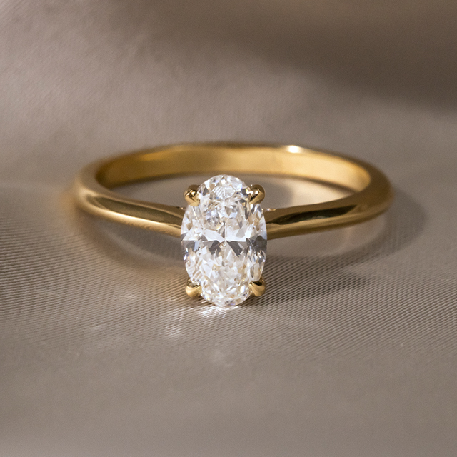 Lab Grown Oval Cut Diamond Yellow Gold Juliette Solitaire
