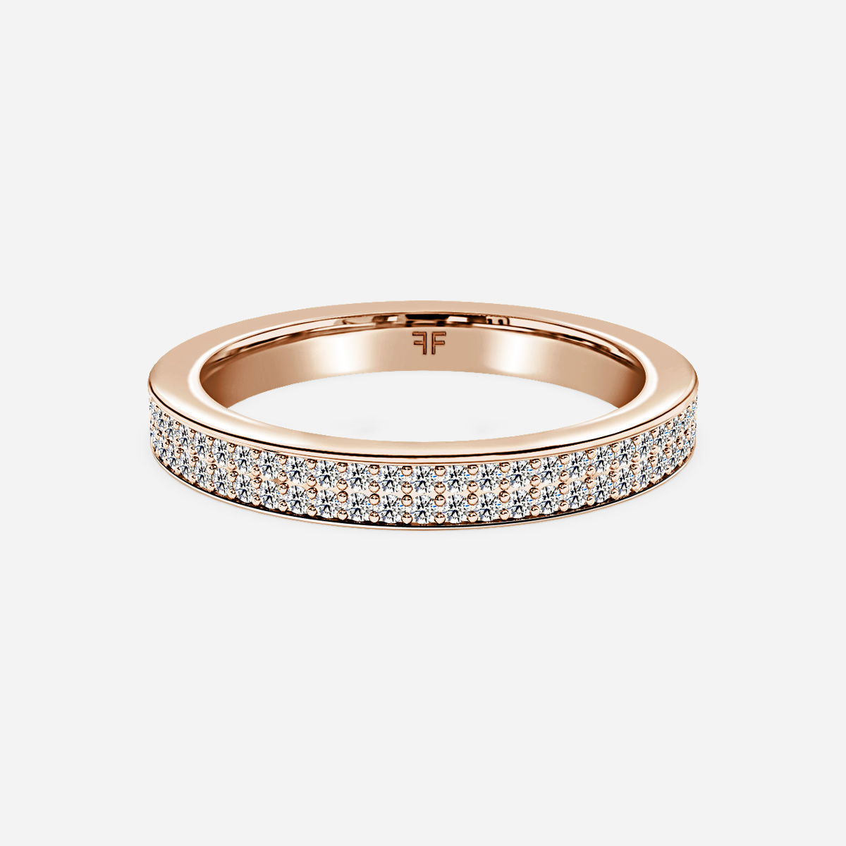 Ordines-Two Row Rose Gold Diamond Eternity Band