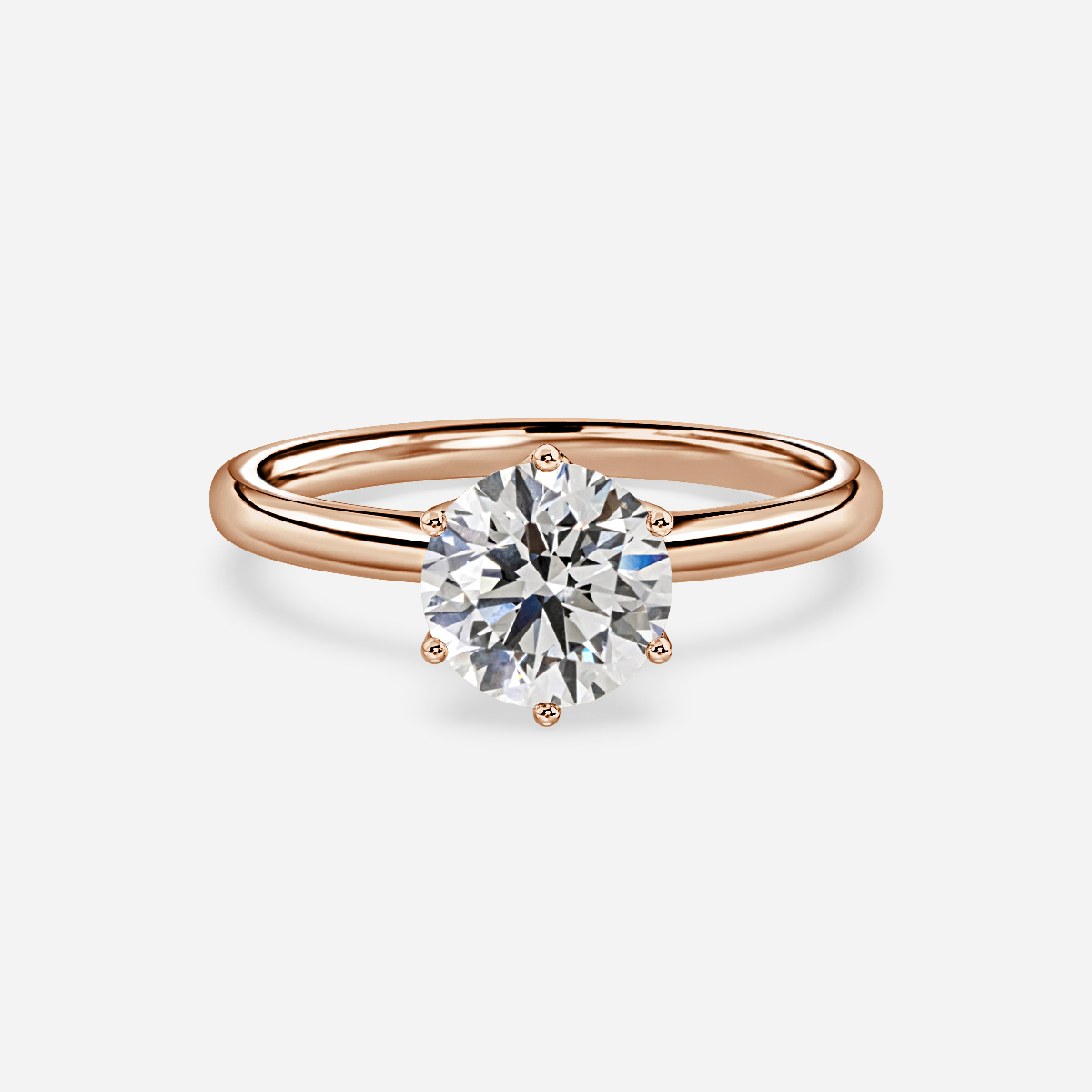 Viola Rose Gold Six Prong Hidden Halo Engagement Ring