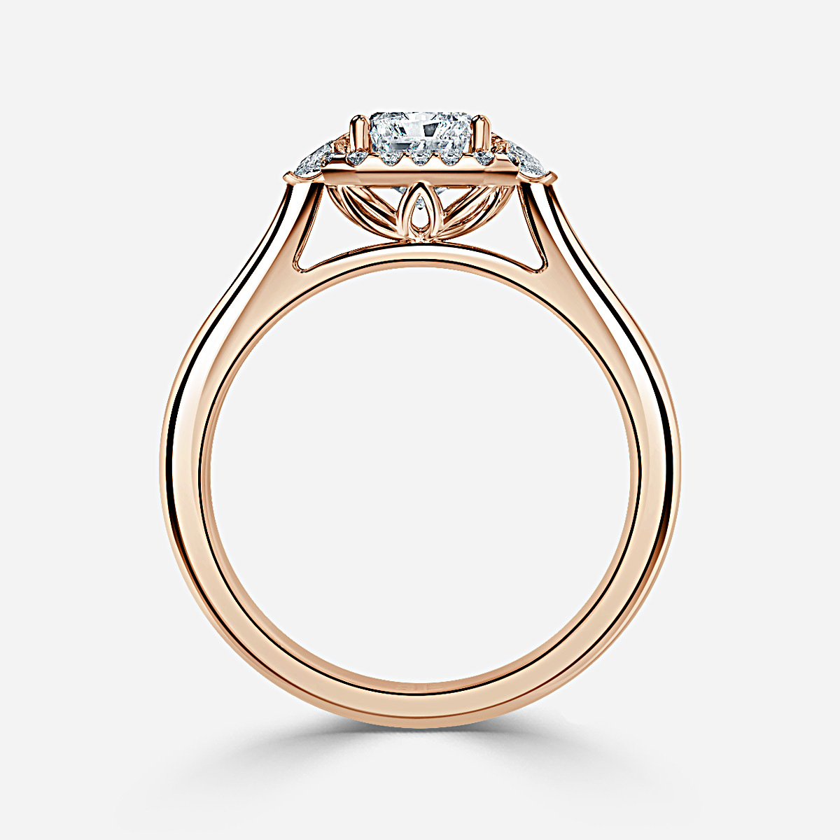 Ply Rose Gold Halo Engagement Ring